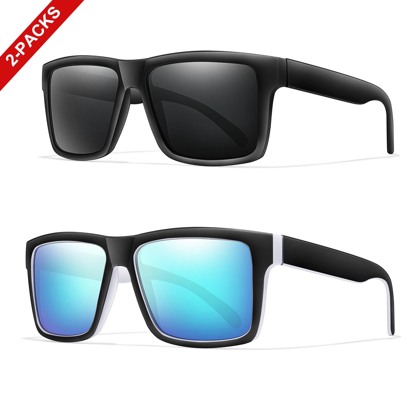 

2 Packs Men and Women s Polarized Sunglasses Cycling Fishing Running UV400 Eyewear Classic Square Colorful Lens Glasses