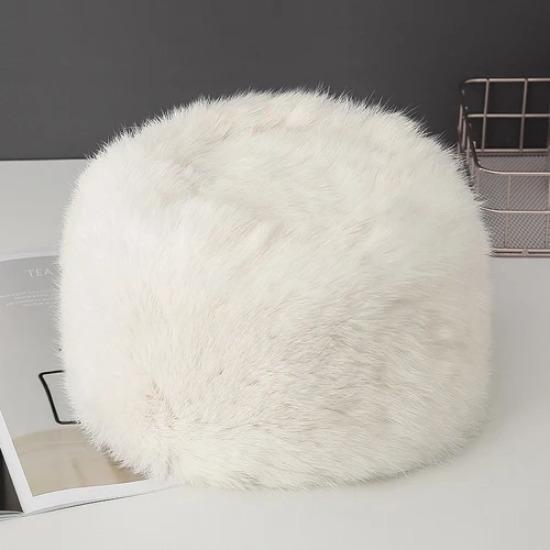 

Мужская зимняя уличная теплая шапка из натурального кроличьего меха, шапки из кроличьего меха натурального качества, мужские шапки из натурального кроличьего меха 61cm-62cm белый