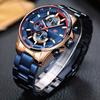 Mini Focus Fashion Steel Belt Speed Measurement Men'S Watch Three-Eye Chronograph Calendar Luminous Waterproof Quartz Watch 0218G