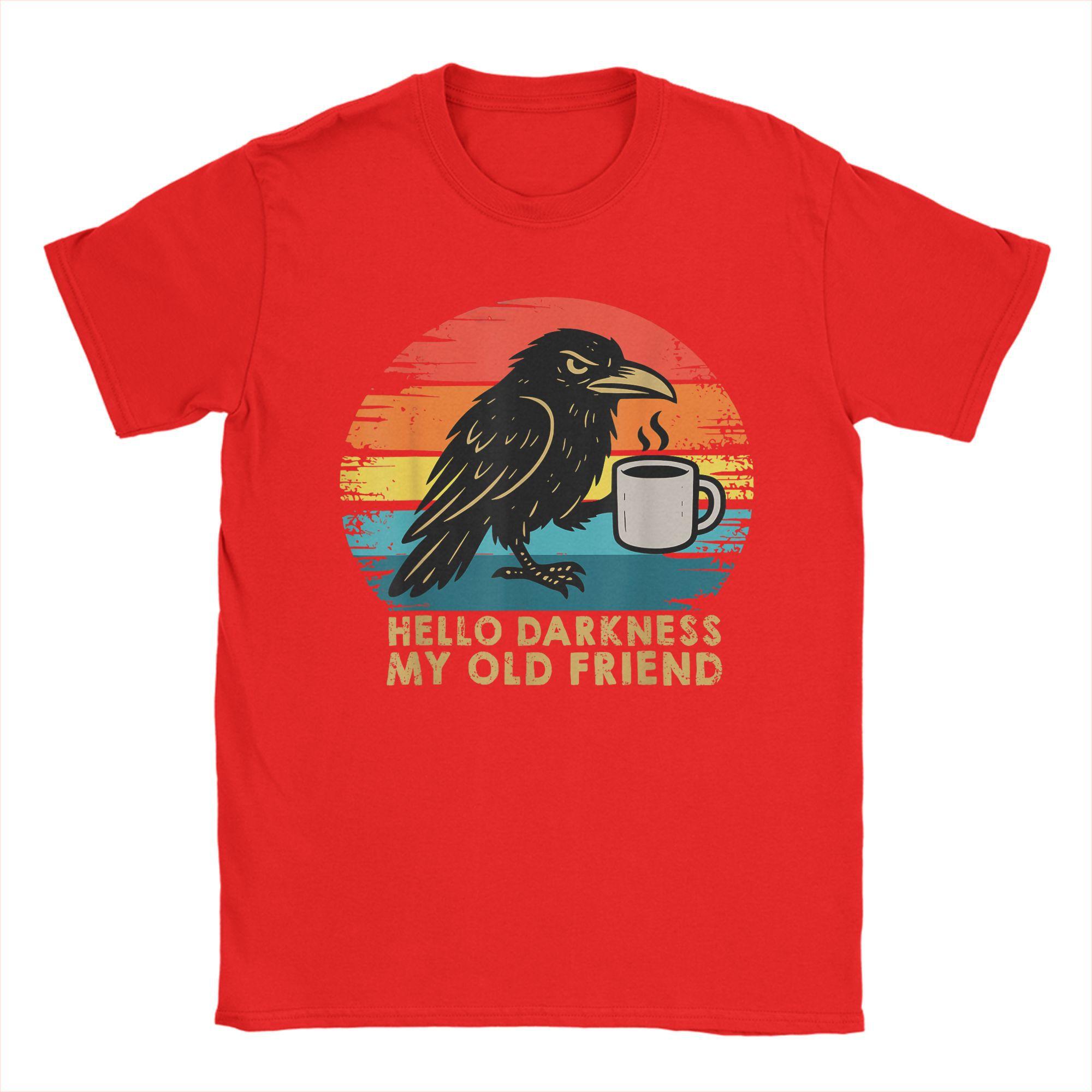 

My Old Friend Raven Crow Coffee Lovers T-Shirt for Men Tee Shirt Round Neck Short Sleeve T Shirt Plus Size Tops S