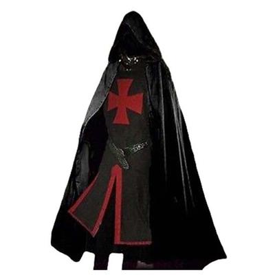 Historická středověká tunika a plášť s kapucí Rytíři Templáři Renesanční Kostým Cape Knight Pánská LARP