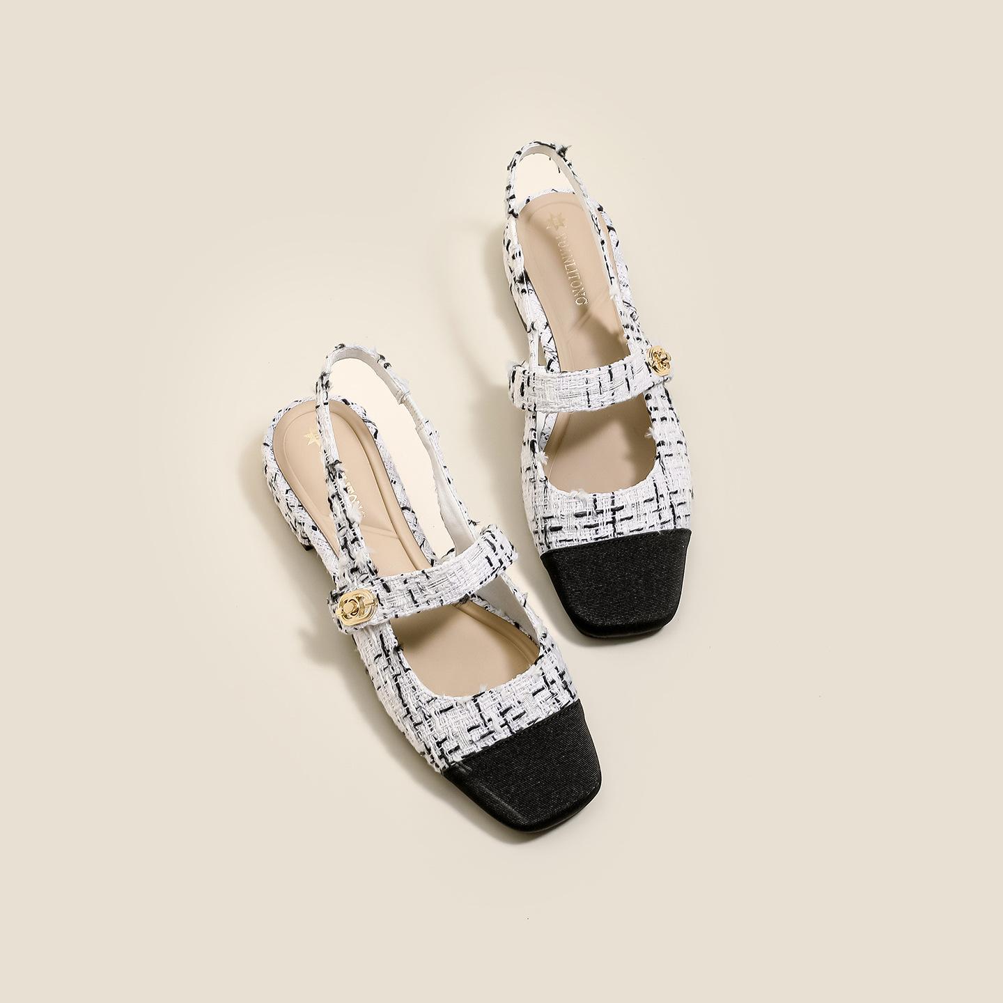 

Warren s same Xiaoxiangfeng back empty single shoes for women s 2025 autumn and summer new bag head cool slippers for women s high-end wear 35