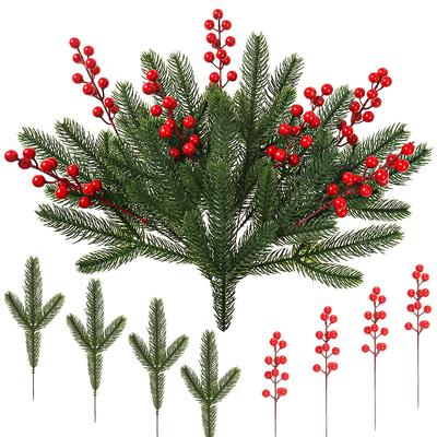 Artificial Simulation Pine Needles Simulation Plant Fake Pine Branches Christmas Wedding Decoration Red Fruit Christmas Decoration
