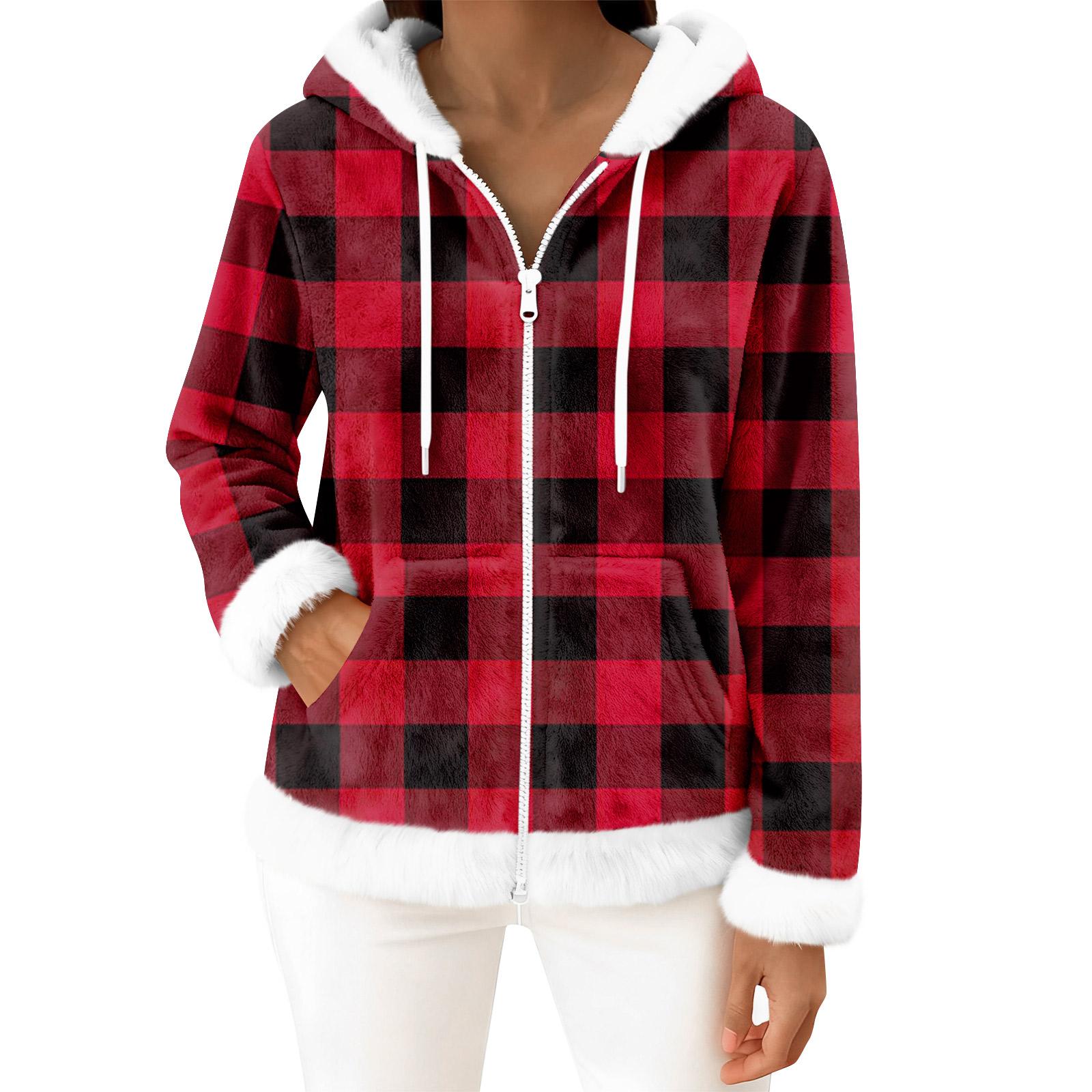 

Women s Casual Fashion Long-Sleeved Zip-Up Fleece Hooded Cardigan XL