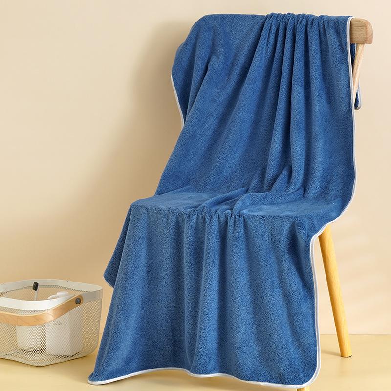 Bath Towel Coral Velvet Household Plain Color Adults Pure Cotton Moisture-wicking Towel Kids Soft Bathrobe Beach Towel