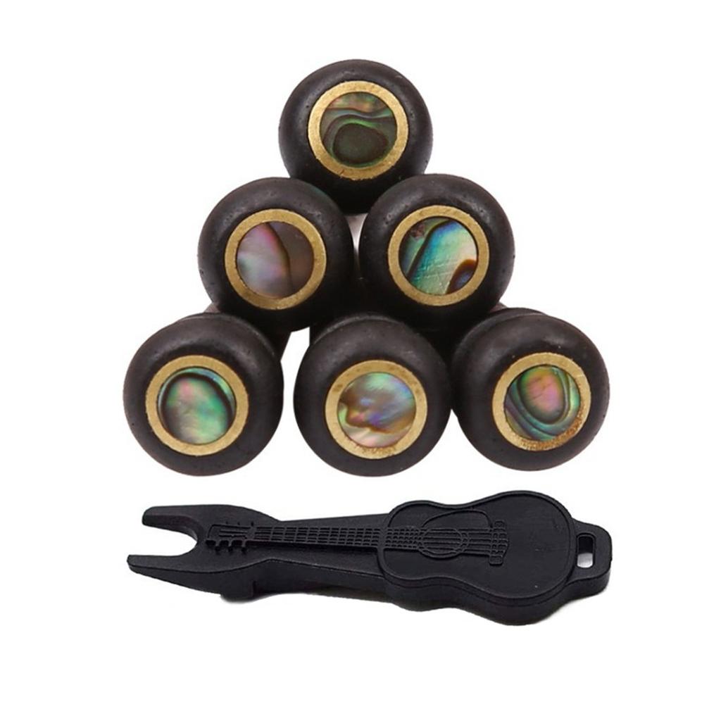 Pack of 6  Acoustic Guitar Ebony String Post Inlaid Abalone Dot String Nails  Nail Starter