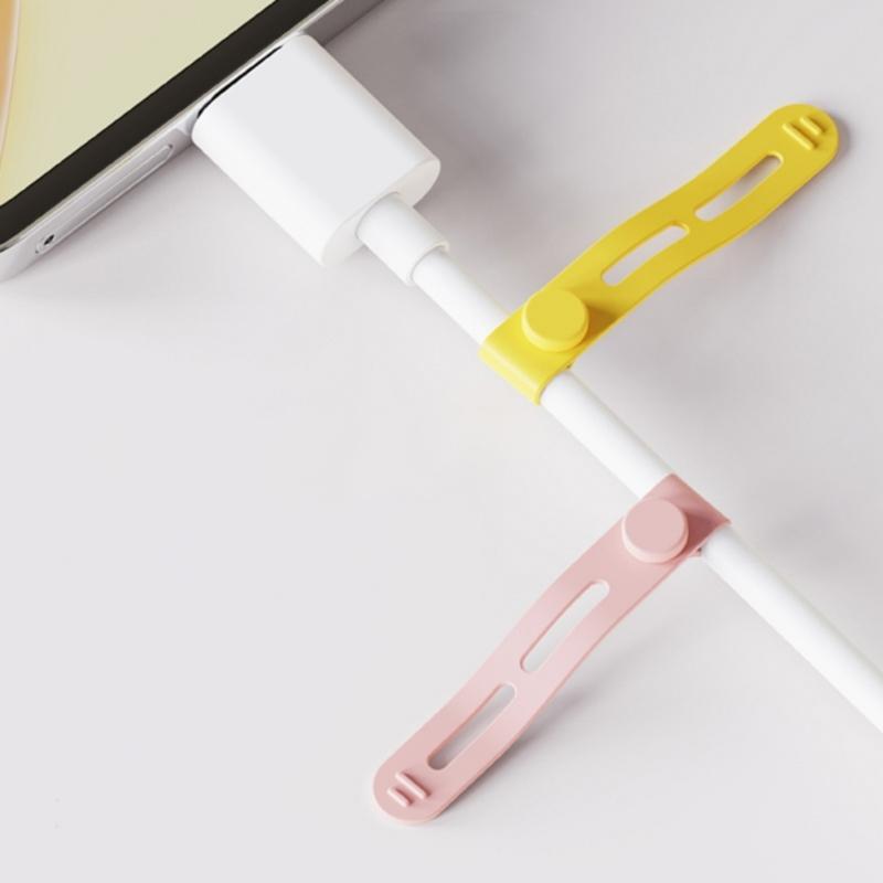 5Pcs Silicone Cable Ties Cord Organizers Wrap Reusable Washable Wire Ties Management Adjustable Charging Cable Strap Tie