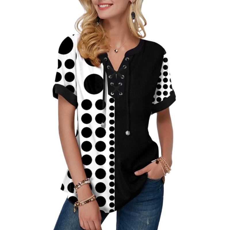 IHUASU Letnia Drukowana Koszulka Damska Luźna