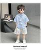 Children's Summer Short sleeved Shirt 2026, Boys' Blue Thin Shirt Set, Baby Boys' Summer Clothing, Children's Clothing Trend