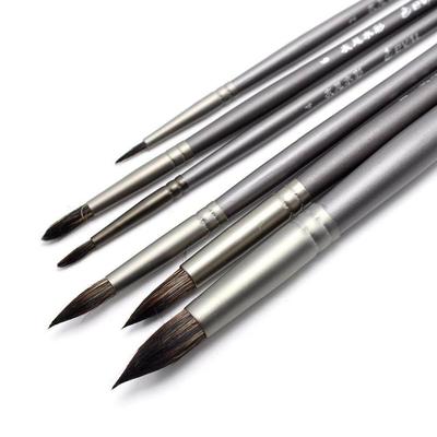 JOWOART 6 Pezzi Pennello per Artista Pennelli per Guazzo Scoiattolo per Capelli Pennello Rotondo per Acquerello Olio Acrilico Materiale Scolastico d'Arte Materiale6 Pz