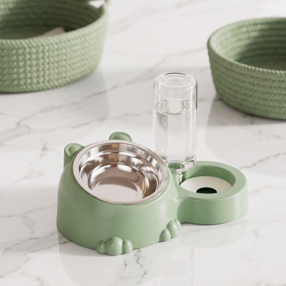 2 In 1 Cat Double Bowl Large Capacity Cat Water Dispenser Cat Feeder Bowl Daily Pet Feeding