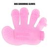 Pet Grooming Gloves Transparent Rubber FiveFinger Grooming Gloves for Bathing Dogs(Blue )