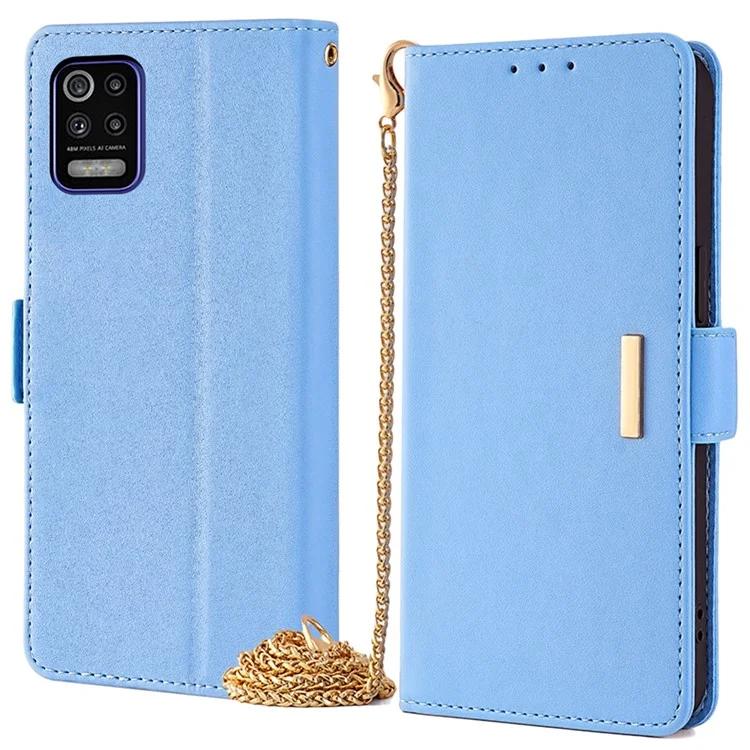 

For LG K52 Wallet Case RFID Blocking PU Leather Crossbody Phone Pouch Cover - Blue