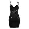 Fashion Women's Leather Latex Sleeveless Sling Dress V-neck Bodycon Package Hip Skirt