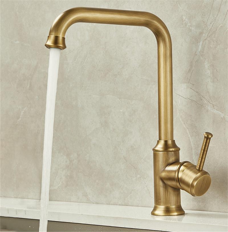 Tuqiu Antique Bronze Kitchen Faucet Gold Brass Sink Faucet Mixer Tap 360 Degree Rotation Torneira Cozinha Mixer Taps Kitchen Tap