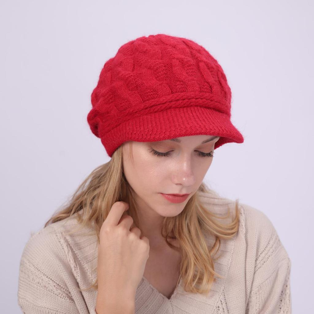 Fried Dough Twists Knit Hat Plush Thickened Warm Wool Hat Suitable for outdoor wind protection in autumn and winter