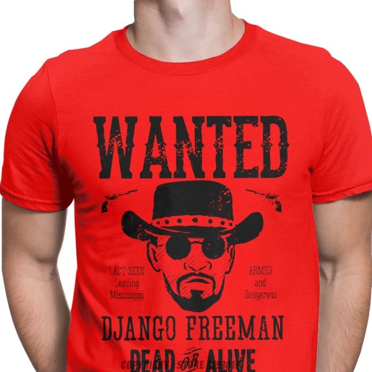 Mens Django Unchained Wanted Tshirts Tarantino Quentin Western Movie Leonardo Cowboy Christmas Tees TShirts Male S