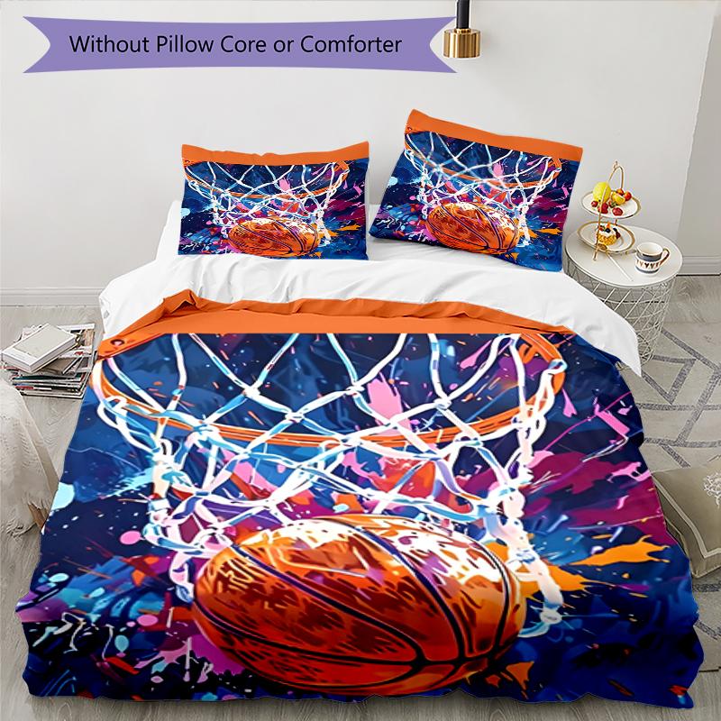 3pcs Basketball Bedding Set Duvet Cover Closure Includes 1 Duvet Cover & 2 Pillowcases, Soft and Comfortable for All Seasons.