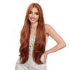 Neue Orange Perücke Damen Vollkopfbedeckung Mittlere Spitzen Hochwertige Mikrolocken Langes Glattes Haar 32 Zoll Urlaubs-Chemiefaserhaar