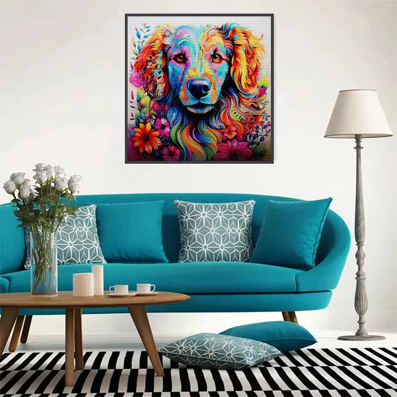 New Arrival 5D DIY Full Circle Diamond Painting "Colorful Puppy" Embroidery Cross Stitch Home Decor Gift