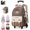 6-Wheel Rolling Backpack for Students, 2-in-1 Convertible Trolley Backpack, Stair-Climbing Luggage Bag