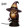 Reading Nook Lamp Witch Hat Lamp, Stained LED Light, Halloween Table with Warm Glow, Gothic Wizardry Night Light Decor for Bedroom Mantel Bookshelf