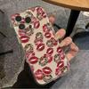 Leopard Print Red Lips Transparent Phone Case For iPhone 16 15 11 12 14 13 Pro Max Mini X XSMax XR 7 8 Plus SE4 16e Silica Cover