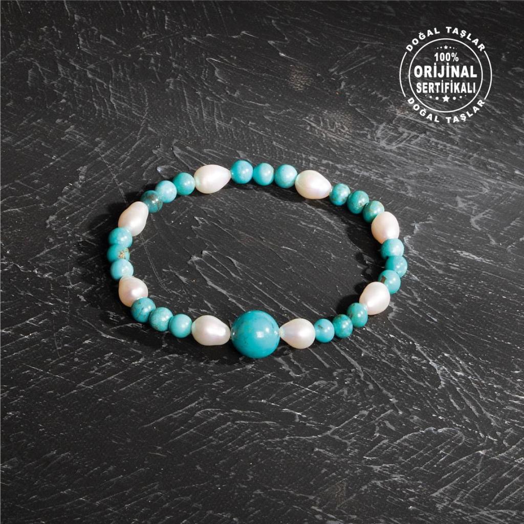 Certified Ottoman Pearl and Firuze Natural Stone Bracelet – Life Sphere