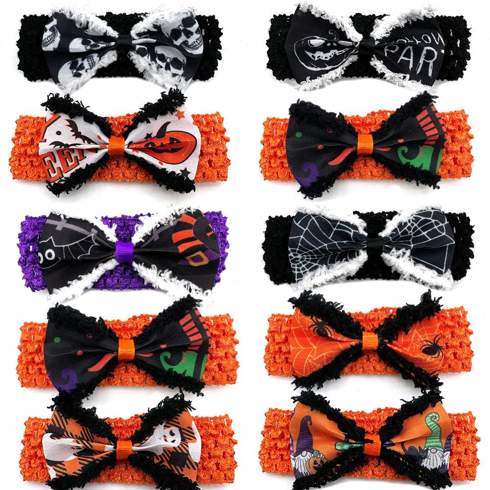 30/50pcs Halloween Large Dog Bowties with Elastic Band Feather Style Pet Dog Grooming Bow Ties Small Midlle Large Dog Bowties