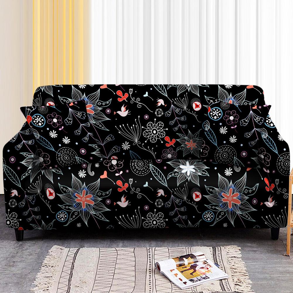 Flower Printing Stretch Sofa Cover Elastic Furniture Protector Slipcovers Couch Cover Sofa Covers For Living Room 1 /2 /3 /4 Seater