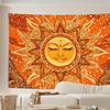 VIKAMA Sonnengott Böhmisches Wandteppich Vintage Orange Kunst Dekoratives Tuch Wohnzimmer Sofa Hintergrundwand Raumdekoration