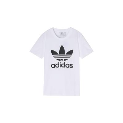 Originals Trefoil Logo Print Sports Round Neck Short Sleeve T-Shirt Women Tops White FM3306