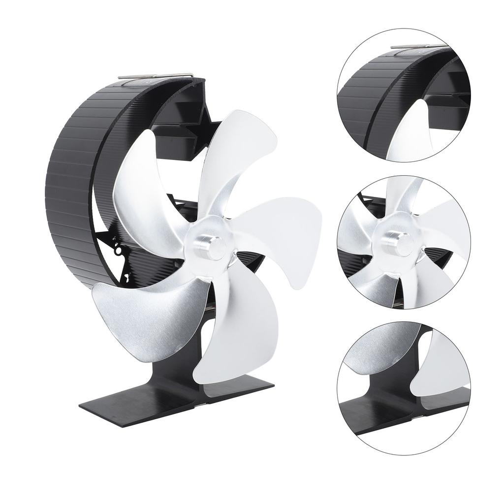 Holzofenlüfter 5 Schaufeln Ultra Leise Luftzirkulation Heizung Energieeinsparung Hitzegetrieben Kamin