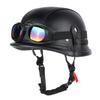Motorcycle Half-helmet Retro German Handmade Leather Half-face Quick-release Buckle With Goggles