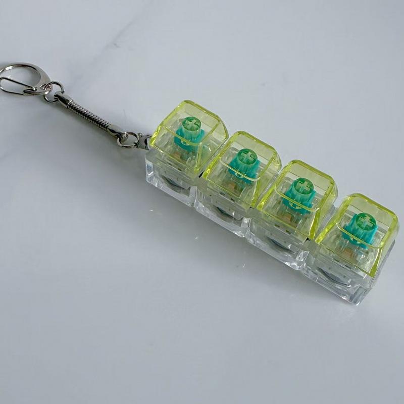 Creative Decompression Keyboard, Keychain, Transparent Mechanical Button With Light Macaron Color Pendant Explosion