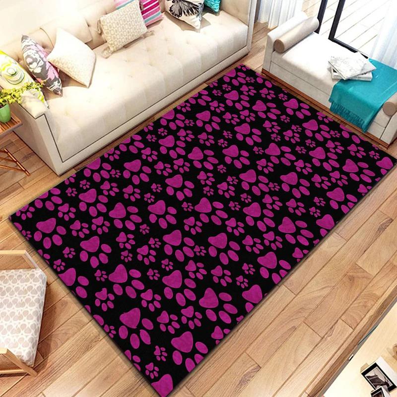 Cartoon Animal Paw Print Carpet Farmhouse Style Indoor Floor Mat Non Slip Area Rug for Living Room Home Decor Entrance Doormat