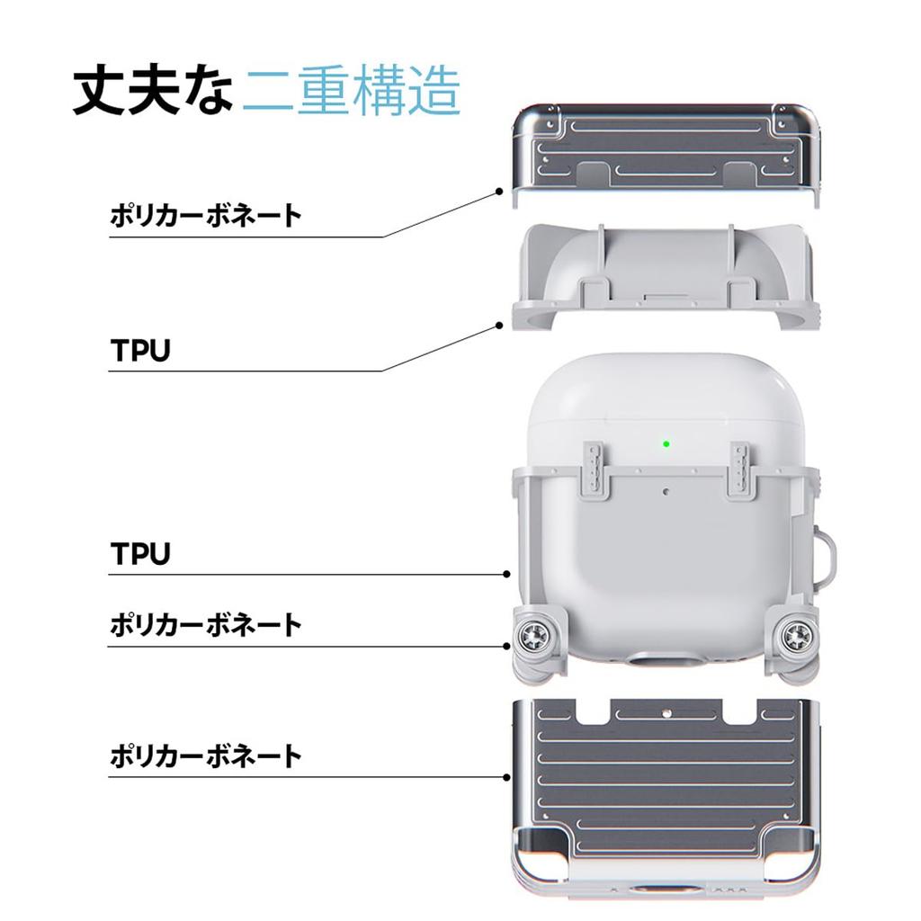 Miak AirPods 4 Carrier-Style Case (MA27419AP4 / Dual-Layer Protection / Wireless Charging) – Silver