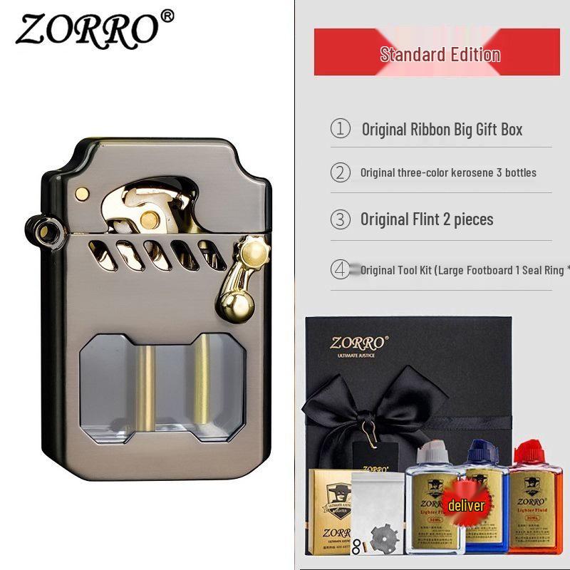 Zorro 786 Cyber Mecha Transparent Oil Tank Semi-automatic Kerosene Lighter