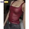 Women's Solid Square Collar Tank Top Sleeveless Y2K Korean Fashion Edgy Summer Ropa De Mujer Camison Verano