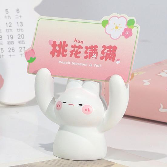 Desktop Cartoon Animal Resin Statue Adorable Creative Shape Mini Size Photo Stand Memo Clip Message Note Holder