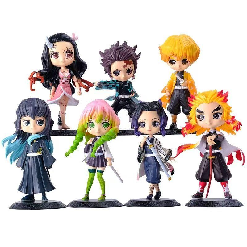 Figura de Anime Demon Slayer Kimetsu no Yaiba Kochou Shinobu figura de acción Kamado Tanjirou Kamado Nezuko figurita de juguete