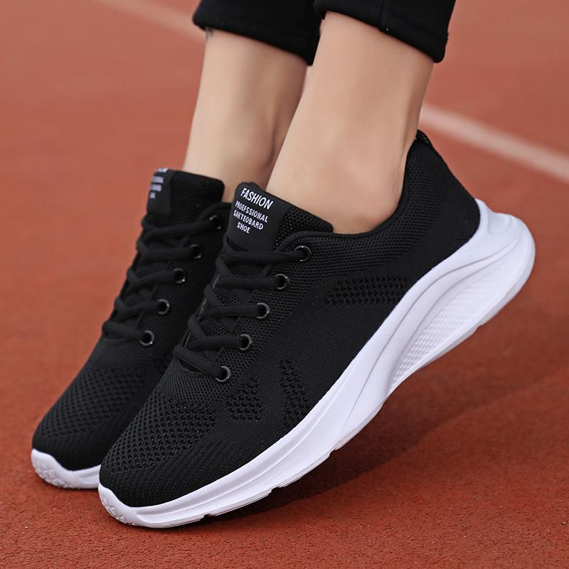 Women's Flying Woven Running Shoes Spring and Summer Low Cut Lightweight Breathable Mesh Casual Sports Shoes