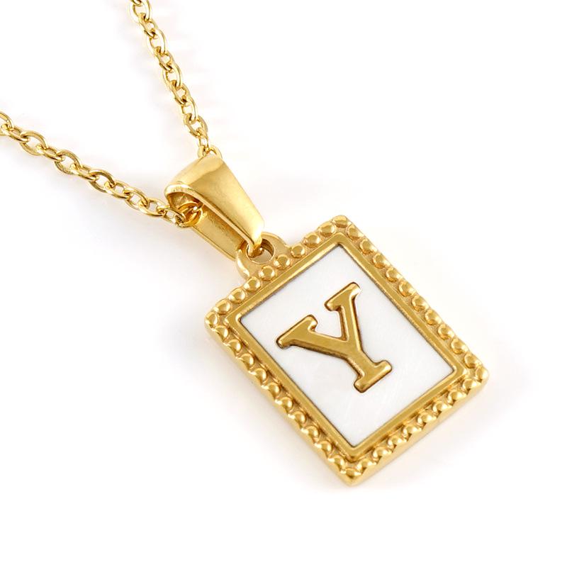 18K Gold Stainless Steel Letter Pendant Necklace – European and American Style Titanium Steel Clavicle Chain for Women