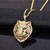 European and American Diamond Tiger Head Pendant Rose Gold Tri Color Korean Alloy Necklace