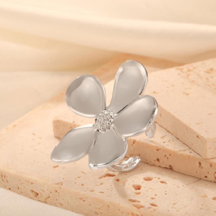 Opening Rings Flower Rings Hand Jewelry Fashion Rings Stainless Steel Adjustable Rings Suitable for Fashion Enthusiasts