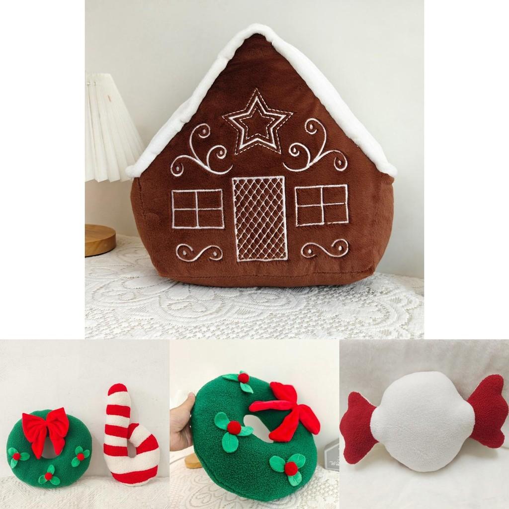 Adorable Cartoon Plush Christmas Snow House Wreath Snowflake Cushion Toy Gift