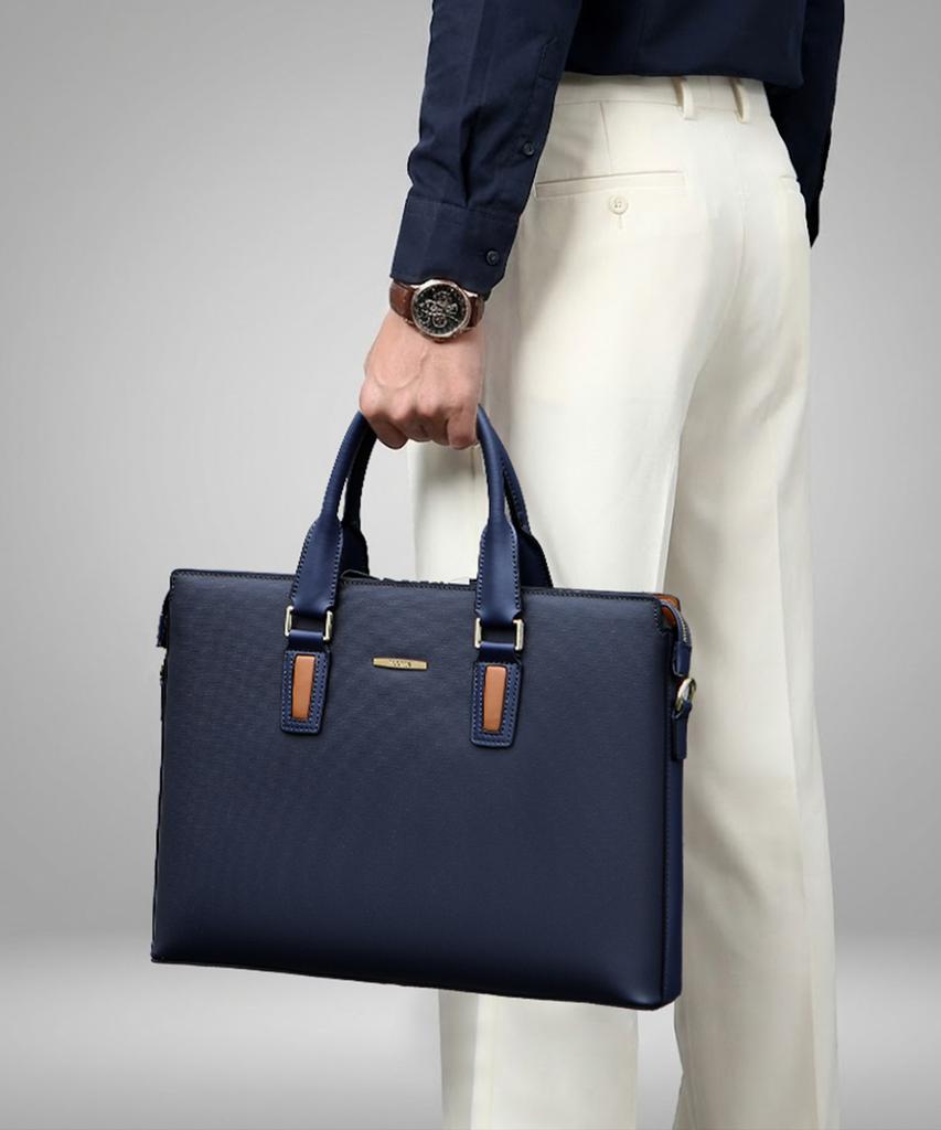 Tantin Genuine Cowhide Men'S Briefcase T13073 Navy