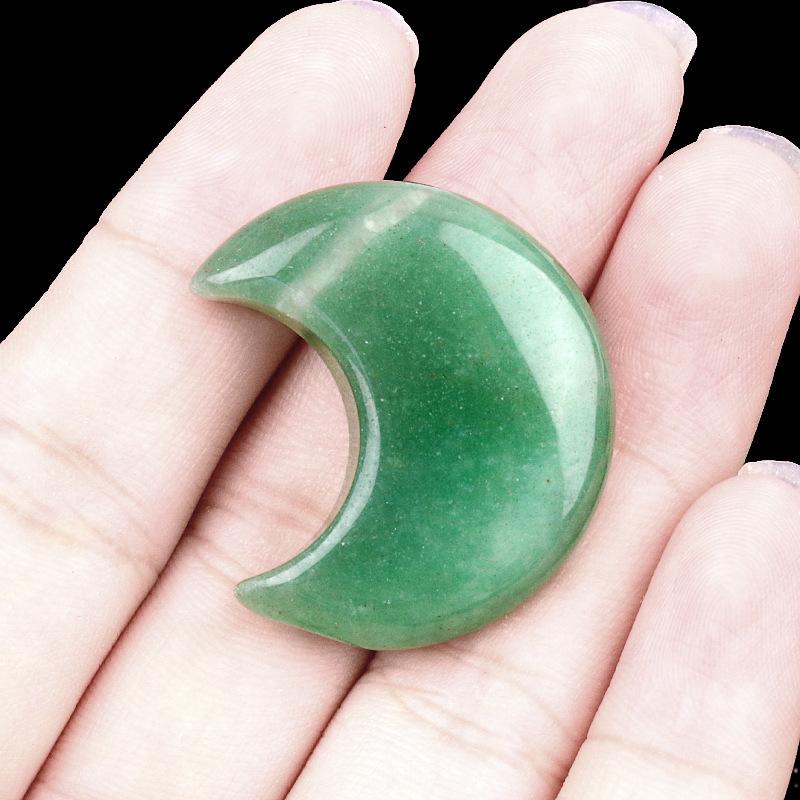 1pc Moon Shaped Worry Stones Natural Carved Gemstones Chakra Balancing Reiki Healing Crystals Home Decor Gifts