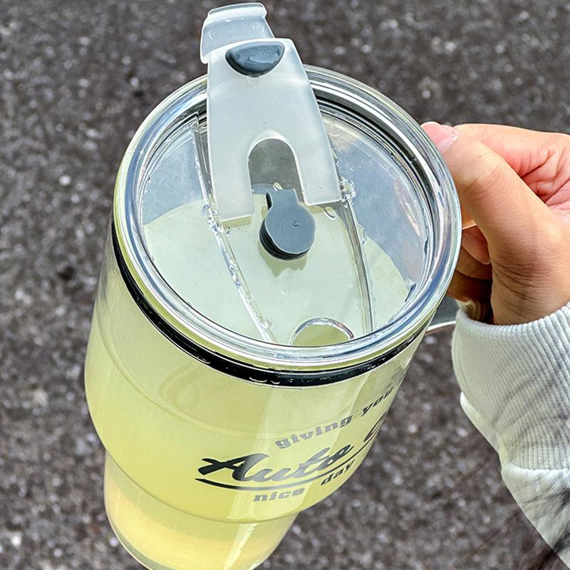 1000ml Large Glass Cup With Lid And Straw For Ice Coffee  Water Tea Juice Beer Wine Glass Mug Bottle Aesthetic Drink Bottle Gift