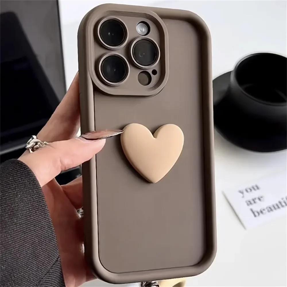 

3D Cute Love Heart Silicone Phone Case for IPhone 17 AIR 16 15 Plus 13 12 11 14 Pro Max X XR XS Lens Protection Shockproof Cover iPhone17